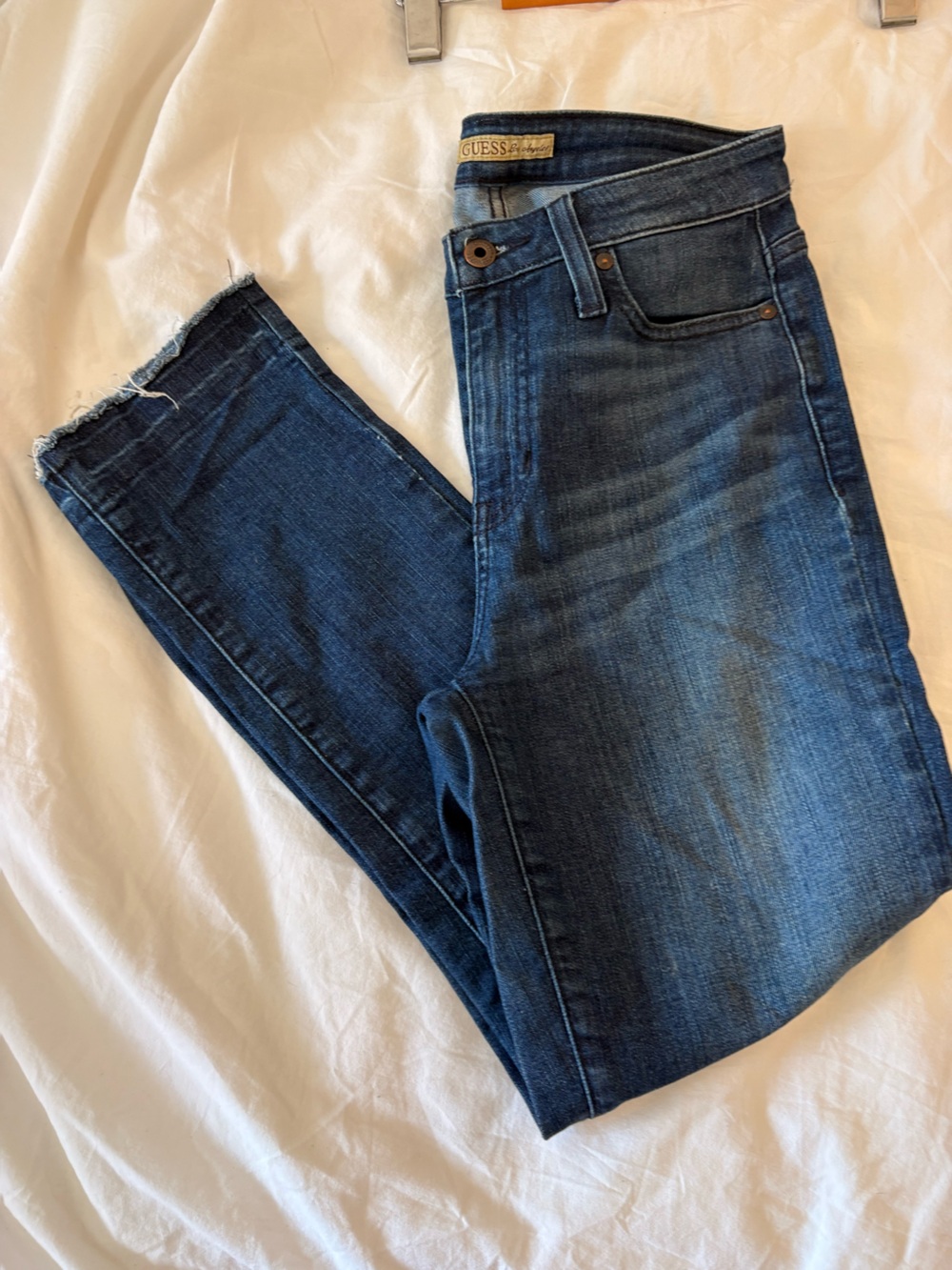Guess Blue Slim Fit Jeans Size 26 Frayed Hem